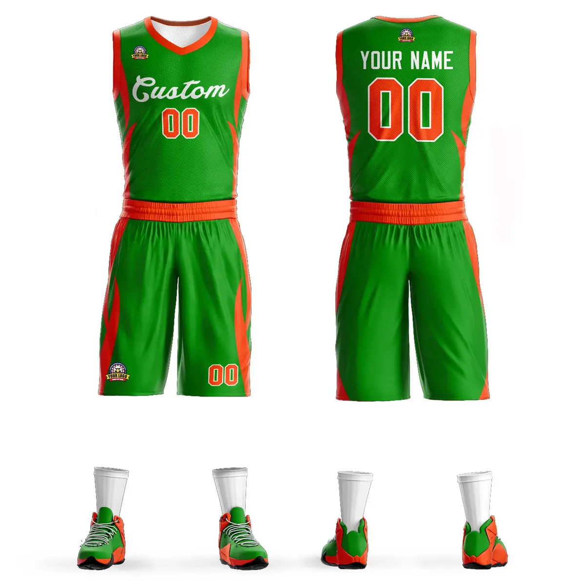 Green Classic Mesh Basketball Jersey