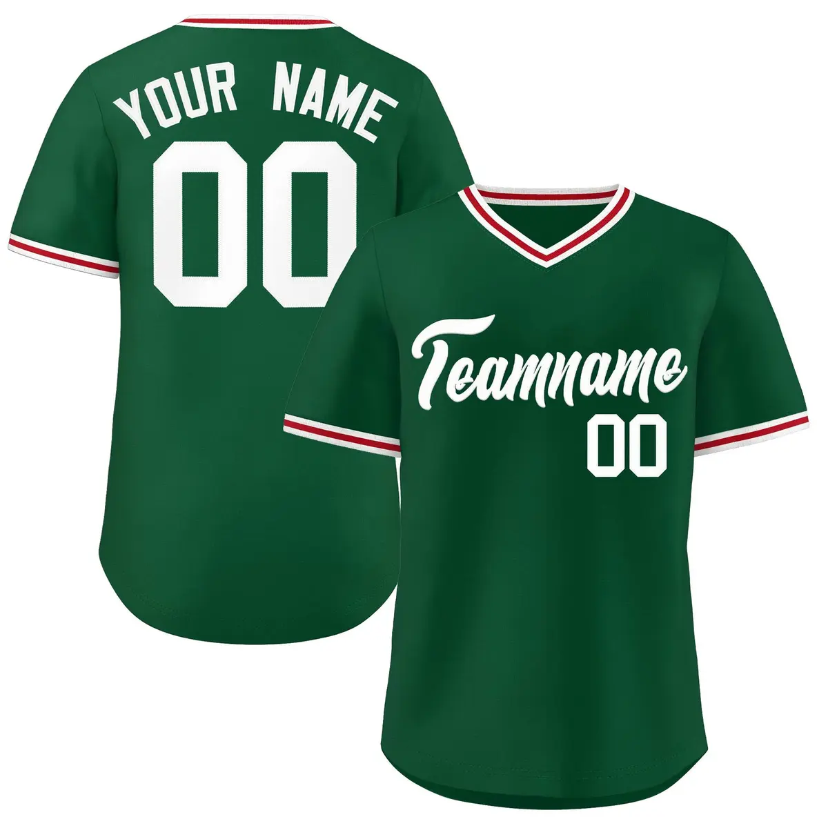 Green Classic V-Neck Authentic Pullover Baseball Jersey