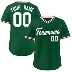 Green Classic V-Neck Authentic Pullover Baseball Jersey