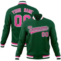 Green Classic Varsity Full-Snap Letterman Baseball Jacket 1