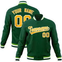 Green Classic Varsity Full-Snap Letterman Baseball Jacket 1