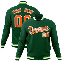 Green Classic Varsity Full-Snap Letterman Baseball Jacket 1