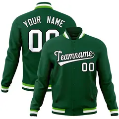 Green Classic Varsity Full-Snap Letterman Baseball Jacket 1