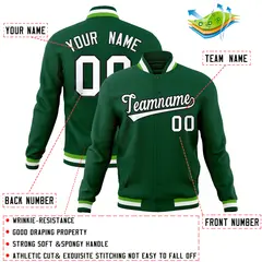 Green Classic Varsity Full-Snap Letterman Baseball Jacket 4