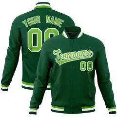 Green Classic Varsity Full-Snap Letterman Baseball Jacket 1
