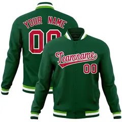 Green Classic Varsity Full-Snap Letterman Baseball Jacket 1