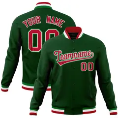Green Classic Varsity Full-Snap Letterman Baseball Jacket 1