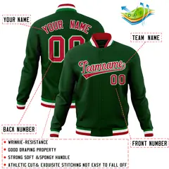 Green Classic Varsity Full-Snap Letterman Baseball Jacket 4