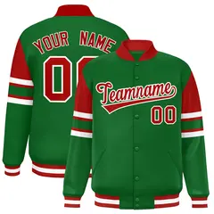 Green Color Block Varsity Letterman Jacket