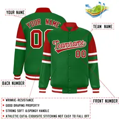 Green Color Block Varsity Letterman Jacket 2