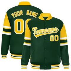 Green Color Block Varsity Letterman Jacket 1