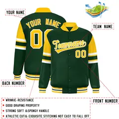 Green Color Block Varsity Letterman Jacket 2