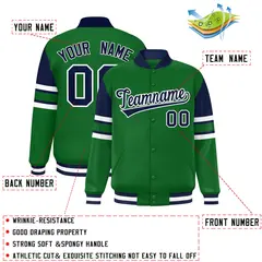 Green Color Block Varsity Letterman Jacket 2