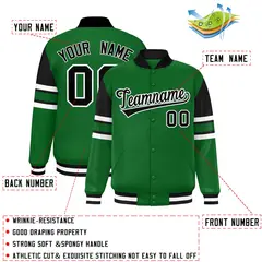 Green Color Block Varsity Letterman Jacket 2