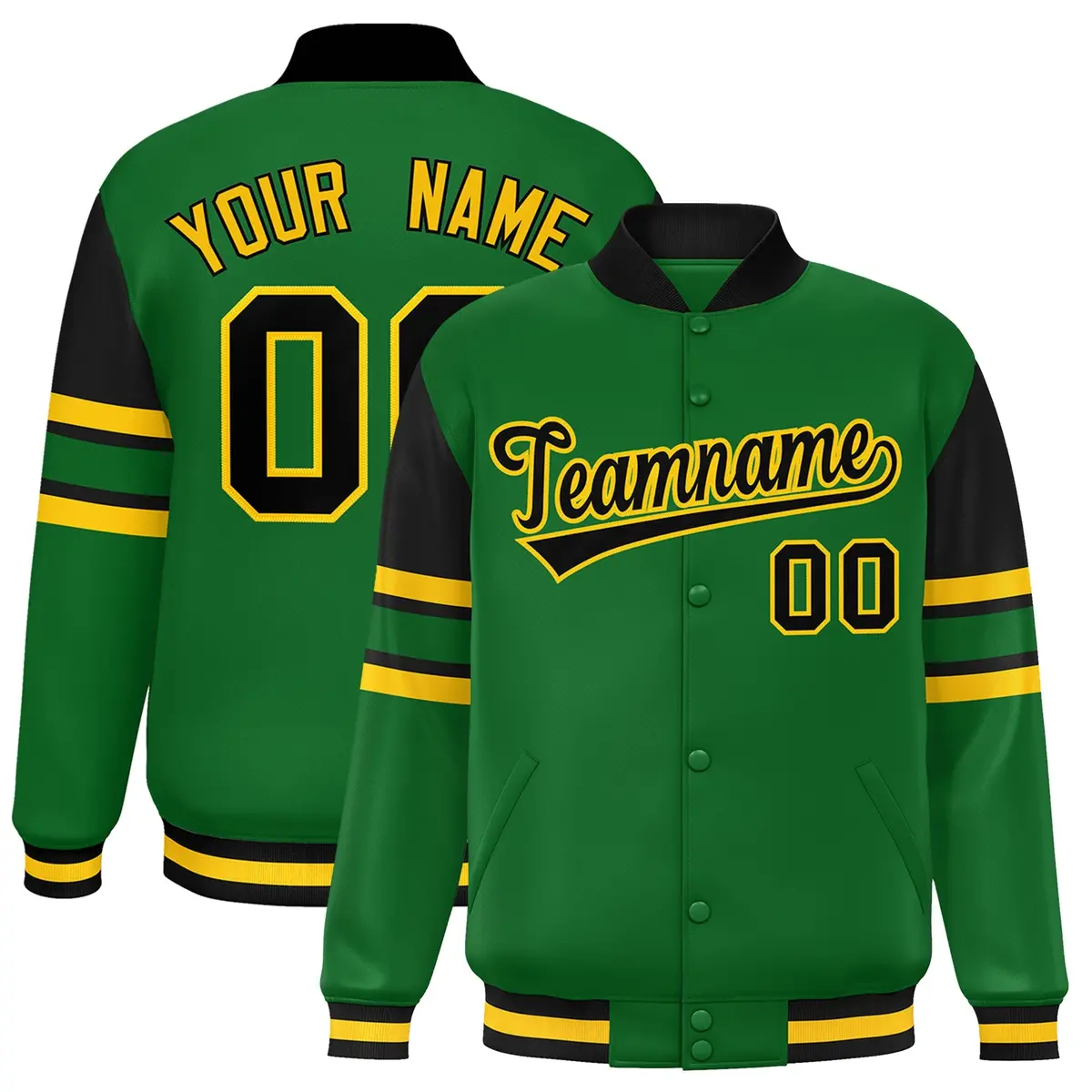 Green Color Block Varsity Letterman Jacket