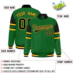 Green Color Block Varsity Letterman Jacket 2