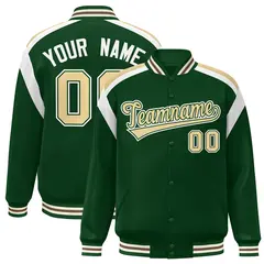 Green Color Block Varsity Letterman Jacket 1