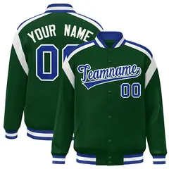 Green Color Block Varsity Letterman Jacket 1