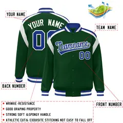 Green Color Block Varsity Letterman Jacket 2