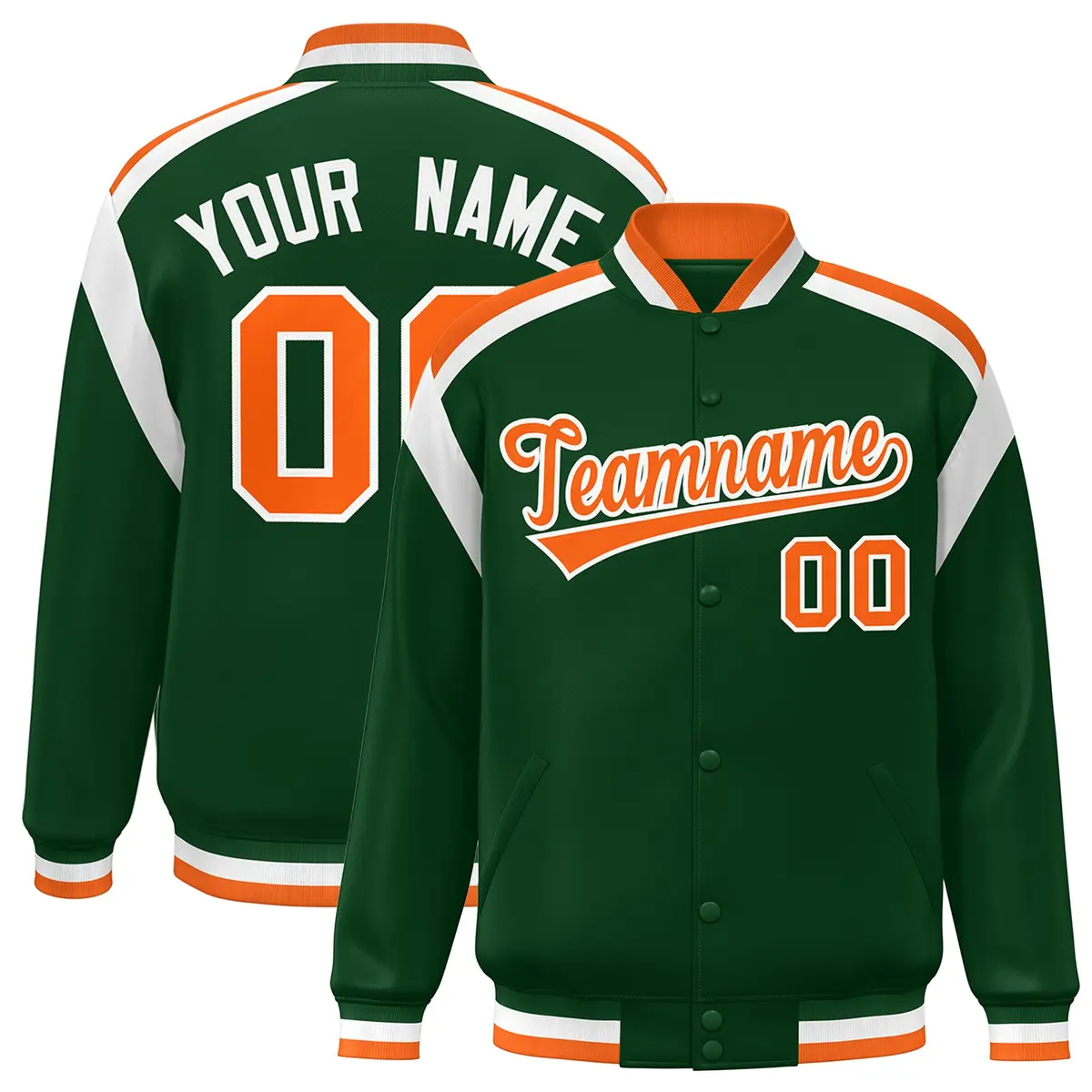 Green Color Block Varsity Letterman Jacket