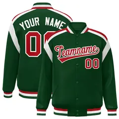 Green Color Block Varsity Letterman Jacket 1