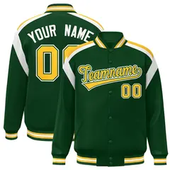 Green Color Block Varsity Letterman Jacket 1