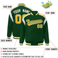 Green Color Block Varsity Letterman Jacket 2