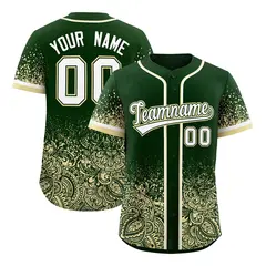 Green Cream Floral Gradient Full Button Baseball Jersey 1