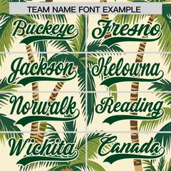Green Cream Hawaiian Graffiti Palm Tree Baseball Jersey 3