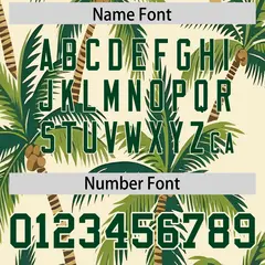 Green Cream Hawaiian Graffiti Palm Tree Baseball Jersey 4