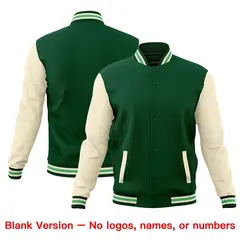 Green Cream Raglan Sleeve Classic Cotton Letterman Jacket 6