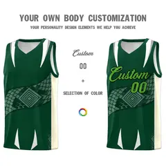 Green Cream Snake Scale Venomous Fang Graffiti Basketball Jersey 3