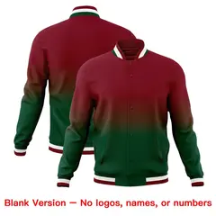Green Crimson Full-Snap Varsity Gradient Letterman Jacket 7