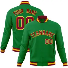 Green Crimson-Gold Varsity Full-Snap Letterman Jacket 1