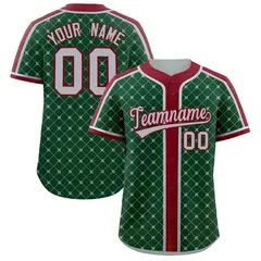 Green Crimson-Gray Plaid Authentic Baseball Jersey