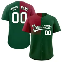 Green Crimson Half Gradient Authentic Baseball Jersey 1