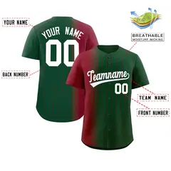 Green Crimson Pinstripe Gradient Baseball Jersey 2