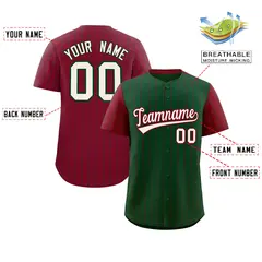 Green Crimson Pinstripe Raglan Sleeves Baseball Jersey 2