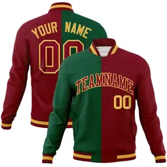 Green Crimson Split Varsity Letterman Jacket 1