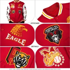 Green Crimson Split Varsity Letterman Jacket 2