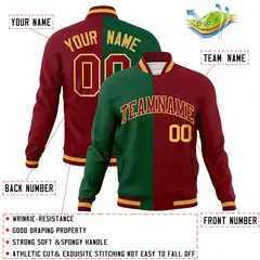 Green Crimson Split Varsity Letterman Jacket 4