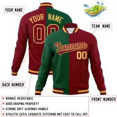 Green Crimson Split Varsity Letterman Jacket 4