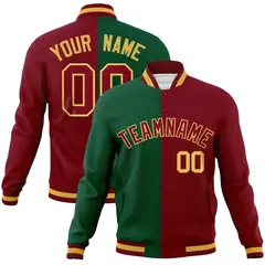 Green Crimson Split Varsity Letterman Jacket 1