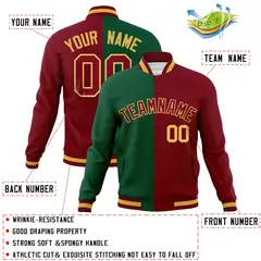 Green Crimson Split Varsity Letterman Jacket 4