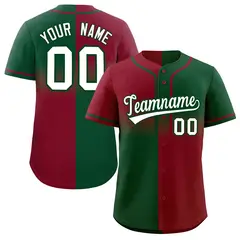Green Crimson Symmetrical Gradient Authentic Baseball Jersey 1