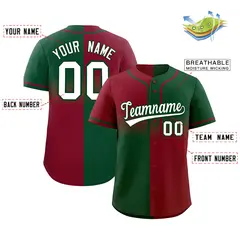 Green Crimson Symmetrical Gradient Authentic Baseball Jersey 2