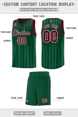 Green Crimson Vertical Stripe Basketball Team Jersey 2
