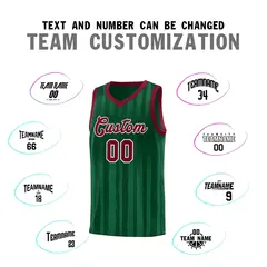 Green Crimson Vertical Stripe Basketball Team Jersey 3