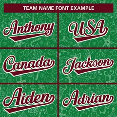 Green Crimson-White Christmas Graffiti Striped Baseball Jersey 3