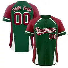 Green Crimson-White Color Block Authentic Baseball Jersey 1